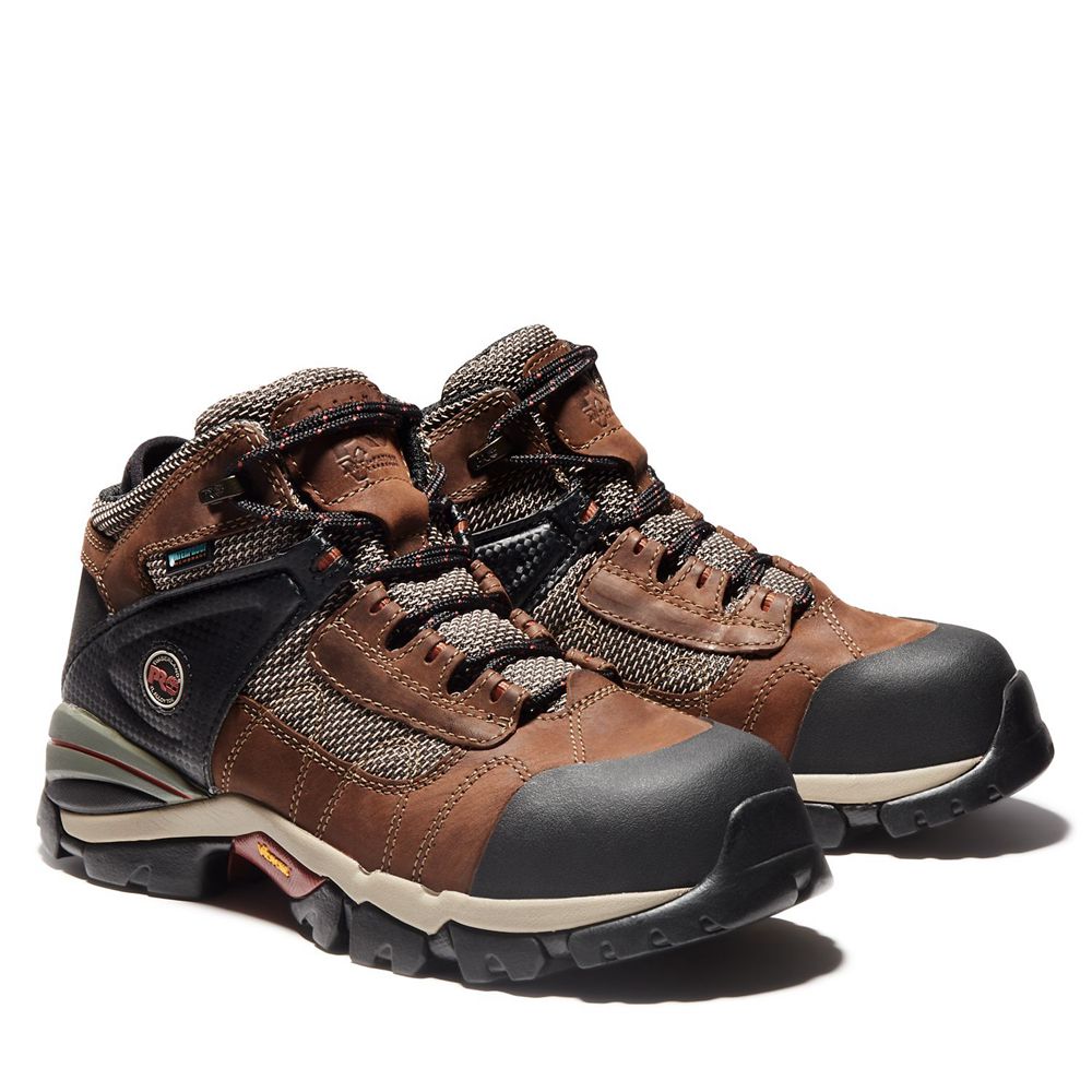 Timberland Μποτακια Εργασίας Ανδρικα Καφε/Μαυρα - Pro® Hyperion Mid Alloy Toe - Greece 0967314-BS